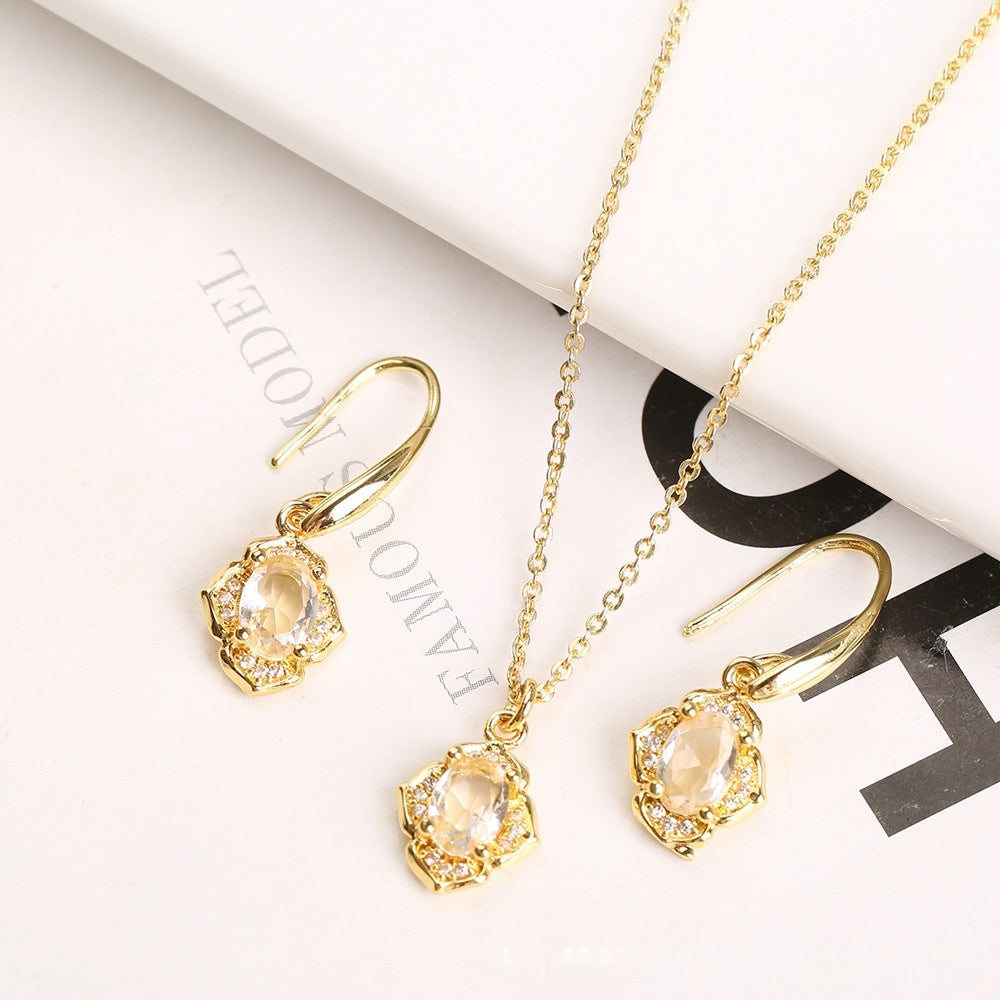 Micro-inlaid Crystal Zircon Inlaid Three-piece Set
