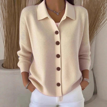 Button-knitted Lapel Sweater Cardigan Coat For Women