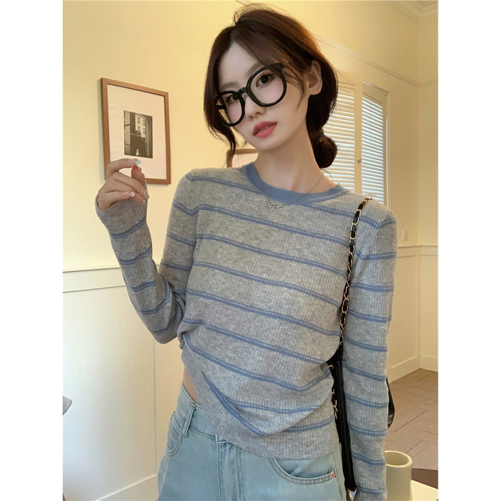 Korean-style Color-block Striped Loose Casual Knit Sweater
