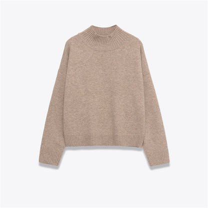 Women's Fashion Simple And Soft Stand Up Collar Knitted Sweater