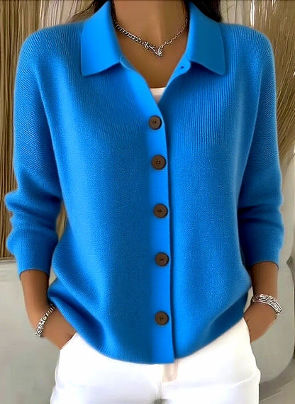 Button-knitted Lapel Sweater Cardigan Coat For Women
