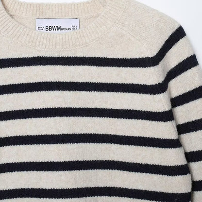 Women's Round-neck Striped Knit Sweater