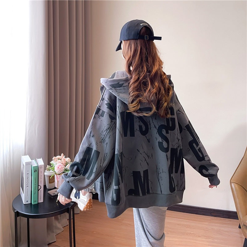 European And American Letters Loose Cardigan Coat Women