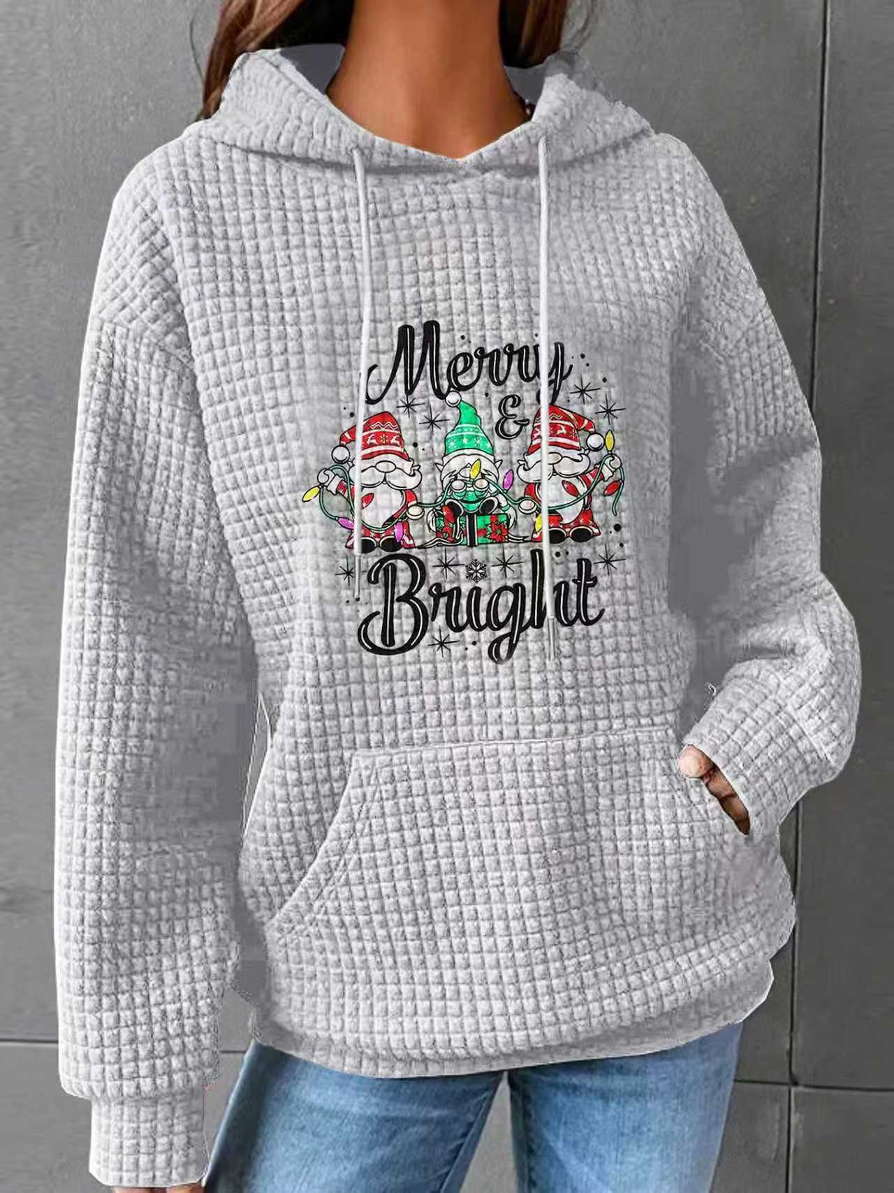 Valentine's Day Heart Waffle Long Sleeve Hoodie