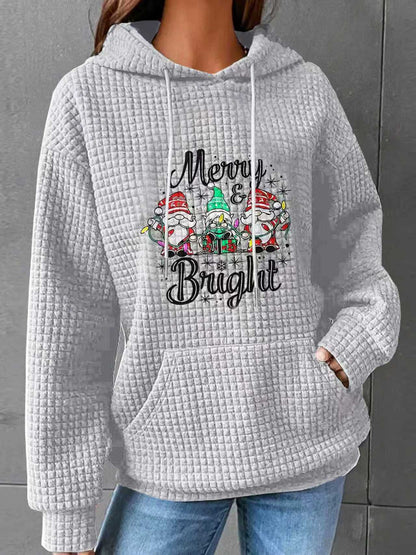 Valentine's Day Heart Waffle Long Sleeve Hoodie