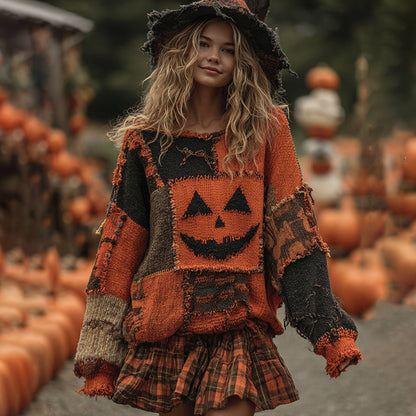 Digital Women's Printed Wear Round Neck Loose Feel Soft Sweater