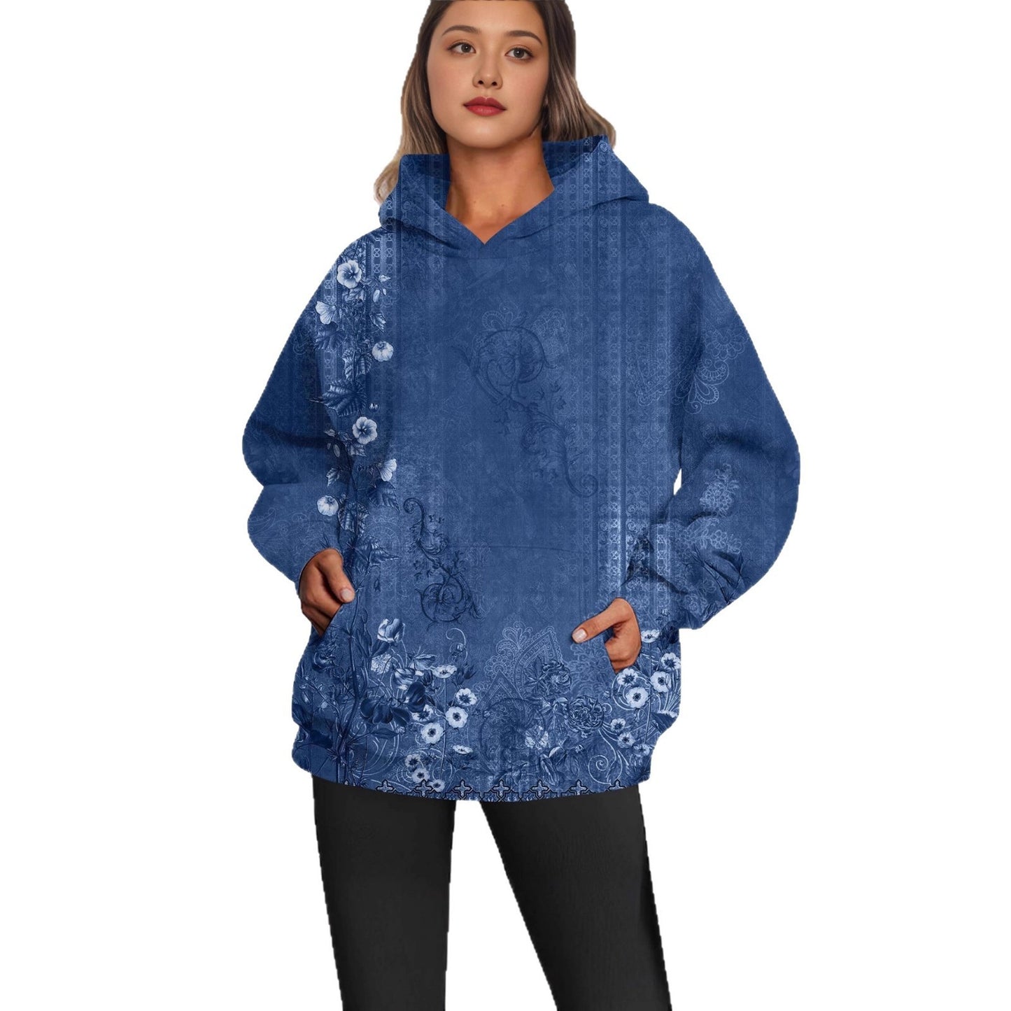 European And American Ladies Casual Style Printed Hooded Top