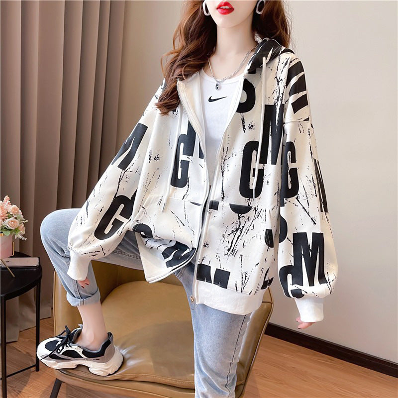 European And American Letters Loose Cardigan Coat Women