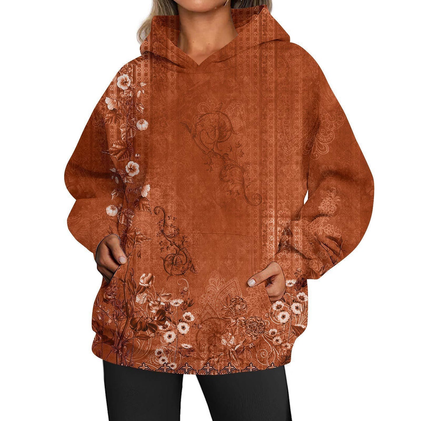 European And American Ladies Casual Style Printed Hooded Top