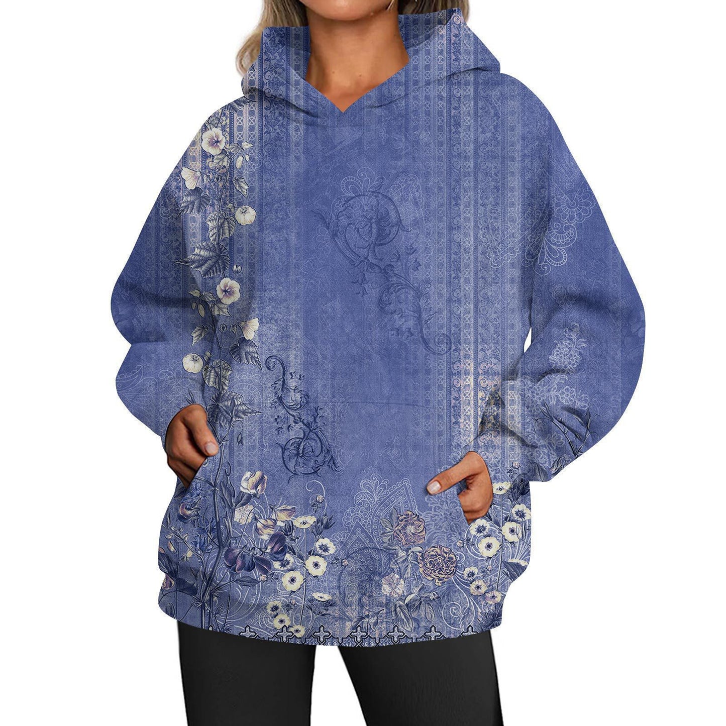 European And American Ladies Casual Style Printed Hooded Top