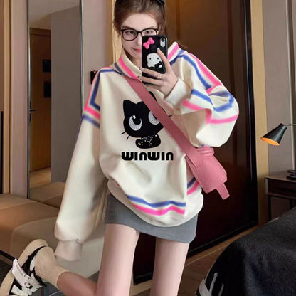 Design Colorful Lines Graffiti Loose Thin Sweater