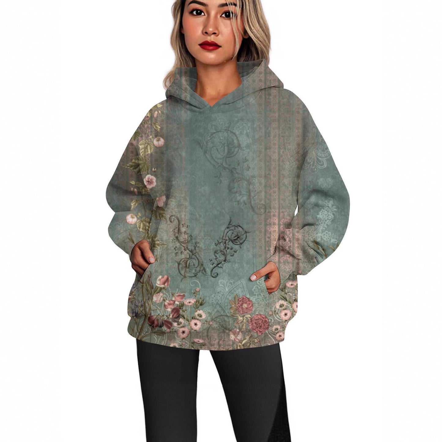 European And American Ladies Casual Style Printed Hooded Top