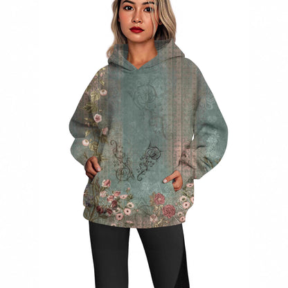 European And American Ladies Casual Style Printed Hooded Top
