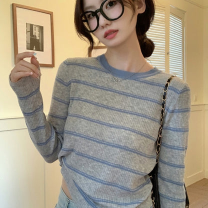 Korean-style Color-block Striped Loose Casual Knit Sweater