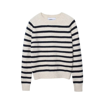 Women's Round-neck Striped Knit Sweater