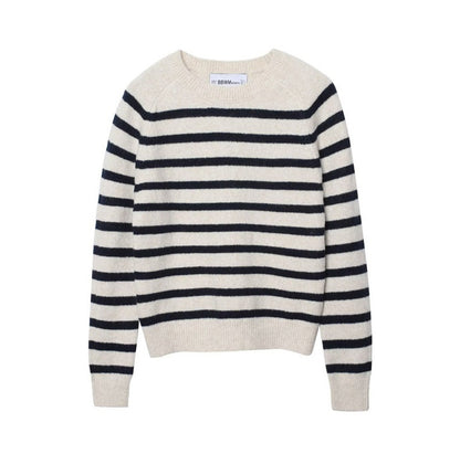 Women's Round-neck Striped Knit Sweater
