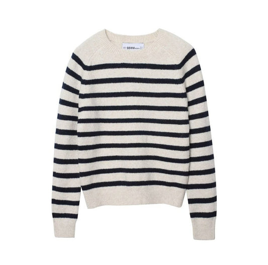 Women's Round-neck Striped Knit Sweater
