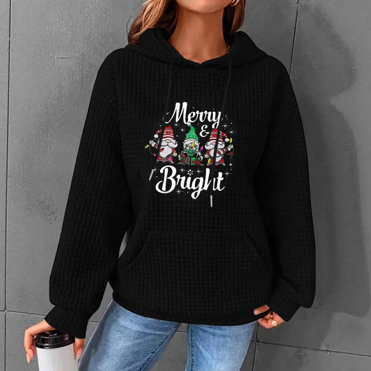 Valentine's Day Heart Waffle Long Sleeve Hoodie